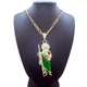 San Judas Necklace 14K Gold Plated Saint Jude Pendant Figaro Style Chain