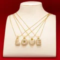 ZHUKOU Gold color Bubble letters necklaces chunky initial 26 letters pendants necklace Cubic