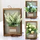 Flower Display with Wooden Frame Bud Hydrangea 3D Photo Frame Faux Flowers Wall Decor Wood Plant