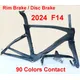 1K Weave 2024 Carbon Frame F14 Carbon Road Bike Frame Racing Bicycle Frameset BB68 Rim Disc Brake