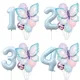 1set Butterfly 40inch Number Balloons Pink Blue Latex Balloons Baby Shower Decor Helium Ballon