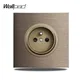 Wallpad 86*86 mm Brown Brushed Aluminum Metal Panel Frame EU French Wall Electrical Power Socket