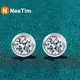 NeeTim 1ct D Color Moissanite Stud Earrings Round Brilliant Cutting 18K Gold Plated 925 Sterling