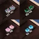 New Luxury Solitaire Cubic Zirconia Stud Earrings 5 Colors Dazzling CZ Simple Versatile Women