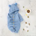 Winter Baby Rompers Clothes Autumn Solid Hooded Long Sleeve Knit Newborn Boys Girls Jumpsuits