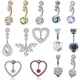 Heart Belly Button Ring Navel Piercing Female Sterling Silver 14G Belly Barball Piercing Ring Body