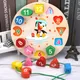 Wooden Color Shape Sorting Clock Teaching Time Number Blocks Puzzle Jigsaw Montessori Early Learning