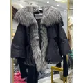 2023 Big Natural Fox Fur Collar Real Fur Coat Winter Jacket Women Thick Warm Duck Down Streetwear