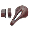 Retro Bicycle Saddle MTB Bike Saddle 155mm with Bike Bar Tape Road Bike Bicycle Brown color / Steel