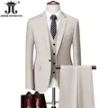 Jacket Vest Pants High End Brand Boutique Men's Formal Business Office Suit Groom Wedding Dress Suit