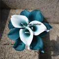 20pcs Oasis Teal Wedding Flowers Teal green Calla Lilies Real Touch Calla Lily Bouquet Wedding