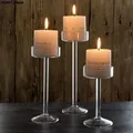 High Quality 1Pc Glass Candle Holders Set Tealight Candle Holder Home Wedding Candle Stand Bar Party