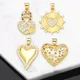 OCESRIO Trendy CZ Heart Pendant for Necklace Copper Gold Plated Lock Heart Hollow Star Amulet