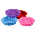 Silicone Tart Molds Mini Quiche Molds Non-stick Round Fluted Flan Pan With Loose Bases Cake Mold