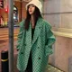 Black Outerwear Green Women's Blazers Loose Female Coats and Jackets Plaid Check Outdoor in