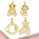 OCESRIO Mini White Crystal Cute Dog Bear Pendant for Necklace Copper Gold Plated Heart Gift Box