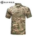 Men's Camo T-Shirts Quick Dry Short Sleeve Shirt Camping Outdoor Hiking Top Hunting Army Combat Men