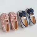 Spring Autumn Girls Shoes Bling Princess Shoes Glitter Bowtie Children Flats Kids Shallow Shoes Baby