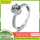 YANHUI GRA Certified 18K White Gold Ring Tight 6 Prong 1 Carat Diamond Moissanite Ring with Side