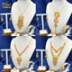 ANIID Dubai 24k Gold Color Necklace Set for Women Copper Drop Earrings Flower Pendant Jewelry Party