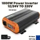 1800W Rated Power 12V 24V To 220V Solar Inverter Pure Sine Wave Car Power Converter Supply Solar