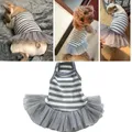 Sweet Cat Dog Dress Summer Strips/Print Tulle Skirt Pet Dog Clothes For Small Dogs Yorkshire Terrier