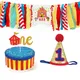 Circus Party Decoration Set Carnival Thme Baby Dining Chair Tassel Banner Cake Topper 1St Birthday