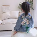 Spring and Autumn 2023 new style cute and comfortable vintage flower denim jacket for children's