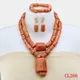 Fashion Nigerian Coral Beads Necklace Earrings Set for Bride New African Wedding Jewelry Set