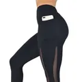 Nero Sexy donne Yoga Sport Leggings tasca del telefono Fitness pantaloni da corsa elastico