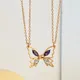 Dainty Magnetic Couple Necklace For Women Lovers Crystal Butterfly Pendant Clavicle Chain Best