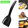 2 in 1 Egg Spatula Stainless Steel Spatula Tongs 10 inch Steak Clamp Anti-Scald Double Sided Spatula