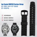 22mm Soft Silicone Watch Band for Casio Edifice EF-550D/535bk Series Steel Needle Buckle Rubber