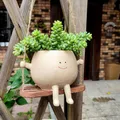 Flower Pot Wall Planter Swing Face Planter Pot Resin Smiling Face Planter Creative Wall Hanging Head