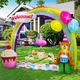 10ft Birthday Arch Inflatable Decorations Rainbow Birthday Cake with Teddy Bear Lighterd Kids