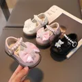 Baby Girl Leather Shoes Kids Bow Pearl Princess Shoes Shallow Soft Sole Cute First Walkers Infant