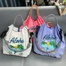 Ball & Chain New Hawaii Environmental Bag Cartoon Nylon Handbag ricamo Canvas Storage borsa a