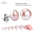 ASONSTEEL Mix Size orecchini Set acciaio inossidabile 6 paia/scatola rosa bianco perla d'acqua dolce