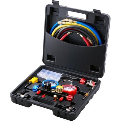 Vevor Kältemittel Manometer 4-Wege Auto Kältemittel Verteiler Messgeräteset, R134A-R12-R410A-R22 ac