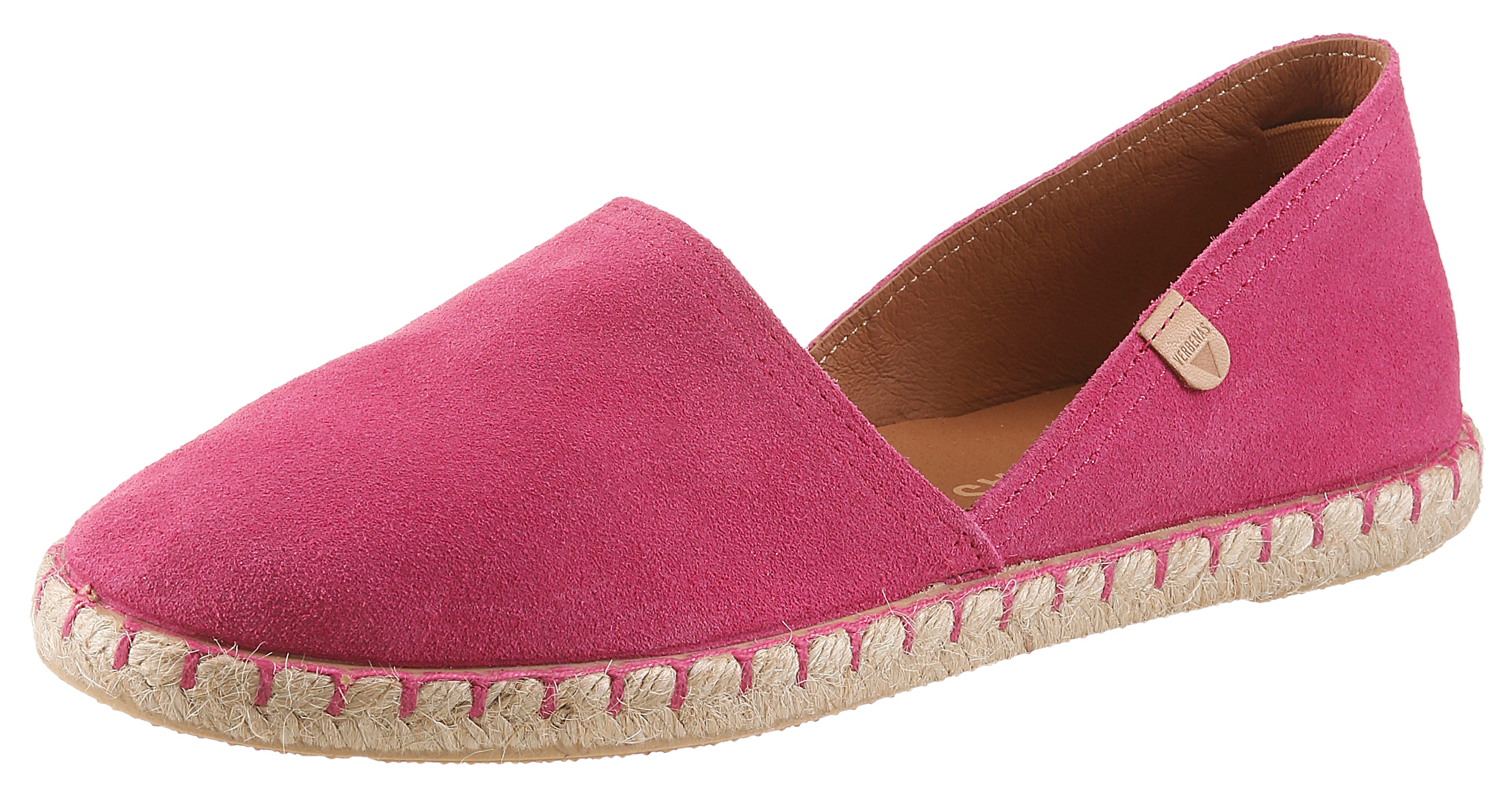 Espadrille VERBENAS "CARMEN SERRAJE", Damen, Gr. 41, pink (fuchsia), Veloursleder, Schuhe Espadrille, Schlupfschuh, Sommerschuh, Loafer mit typischem Jute-Rahmen Image