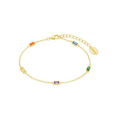 Armband S.OLIVER "Regenbogen, 2035508", gold (gelbgoldfarben, blau, grün, lila, gelb, orange, blau, grün, lila, gelb, or