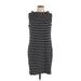 Talbots Casual Dress - Shift: Black Stripes Dresses - Women's Size Large