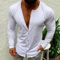 Men's Shirt Button Up Shirt Casual Shirt Summer Shirt Long Sleeve Shirt Black White Fuchsia Khaki Long Sleeve Plain Outdoor Street Clothing Apparel Fashion Casual Comfortable