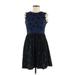 Corey Lynn Calter Casual Dress - Mini Crew Neck Sleeveless: Blue Polka Dots Dresses - New - Women's Size 6 Petite