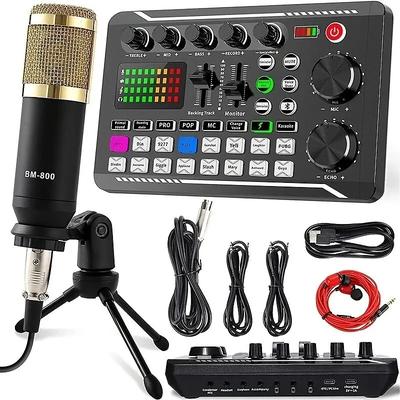 DJ Equipment Microphone Sound Card Console Studio Sound Card Kit Cable Phone Mixing Computer Live Voice Mixer F998 Sound Card