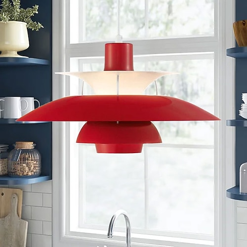 LED-Pendelleuchte UFO, moderne Farbe Schlafzimmer-Pendelleuchten Aluminium-Hängelampe E26-Sockel längenverstellbare Pendelleuchte für Wohnzimmer Korridor Esszimmer Image