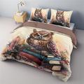 Bettbezug-Set mit Eulenmuster, 2-teiliges Set, 3-teiliges, leichtes, weiches, kurzes Plüsch-Set, Baumwoll-Bettwäsche-Set, ultraweiches Bettdecken-Set, King-Size-Bett, Queen-Size-Bettbezug