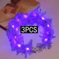 3pcs Luminous Faux Feather Headwear Elegant Glitter Garland Christmas Party Dress Up Headdress Headbands