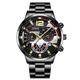 2023 Fashion Mens Watches Luxury Stainless Steel Quartz Wristwatch Calendar Luminous Clock Men Business Casual Leather Watch