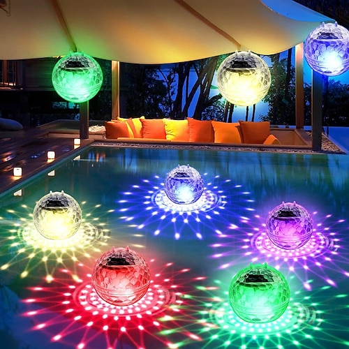 Luci solari galleggianti per piscina, luci a led sommergibili con cambio colore RGB, luci per piscina impermeabili a led per illuminazione esterna giardino cortile prato percorso decorazione della piscina per feste di nozze 1/2 pezzi